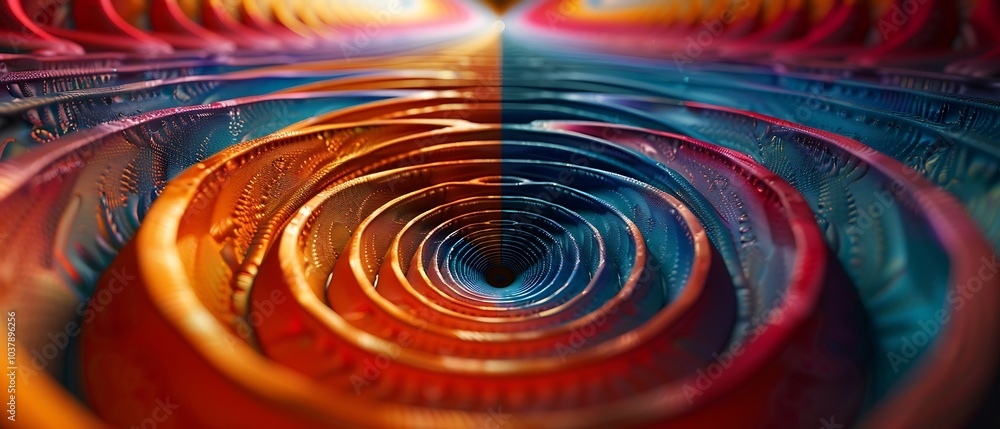 Poster exploring the vivid depths of abstract digital art a journey through colorful circular patterns and 