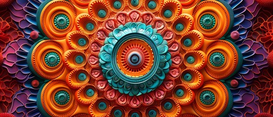 Fototapeta premium Vibrant mandala patterns a colorful exploration of circular designs and intricate textures in artistry