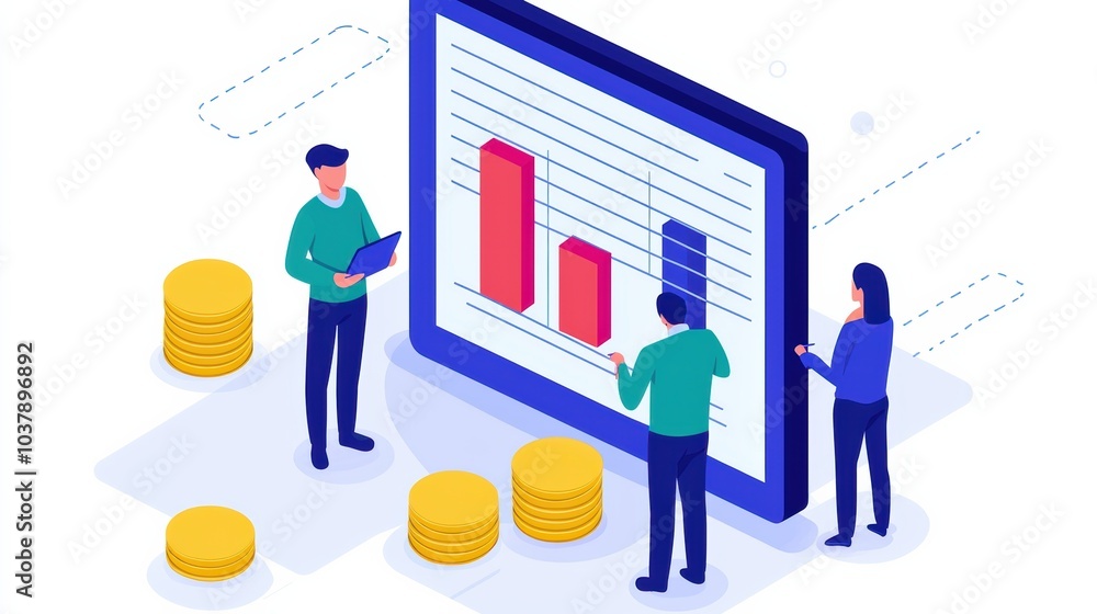 Poster analyzing business growth visual data representation and insights through graphs and charts