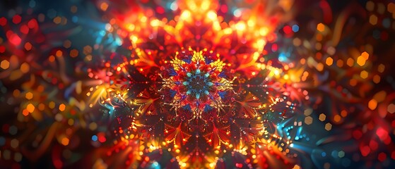 Fototapeta premium Vibrant fractal patterns an exploration of colorful mandalas and their mesmerizing details in digital artistry