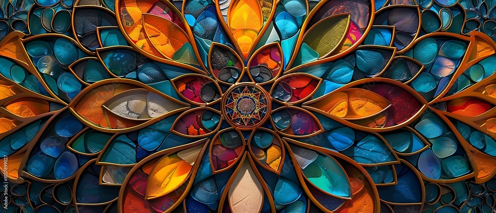 Poster Vibrant kaleidoscope of colors an intricate design fusing nature and artistry in a stunning display of geometric patterns