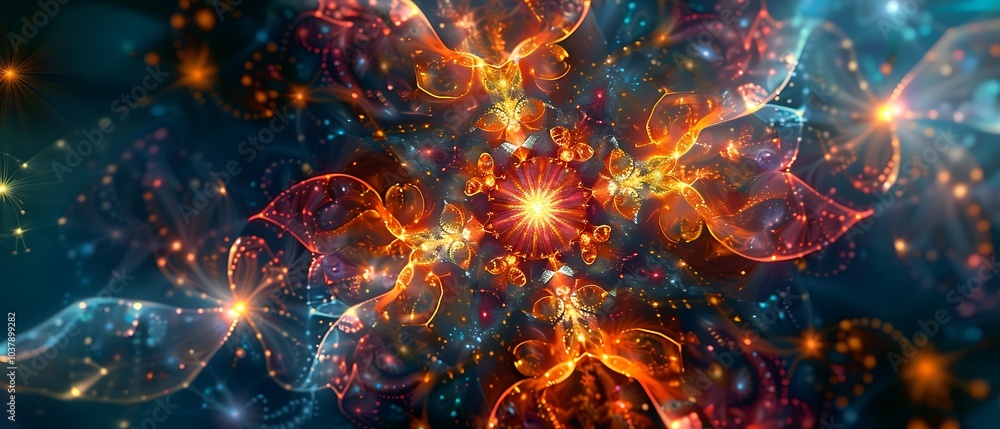 Poster vibrant cosmic energy a stunning visual representation of colorful abstract swirls and light pattern