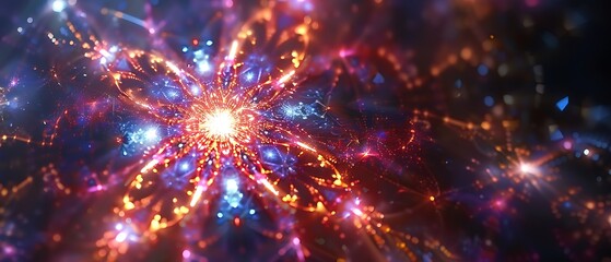 Fototapeta premium Exploring the cosmic dance of light a vivid journey through the universe's colorful dimensions and energetic patterns