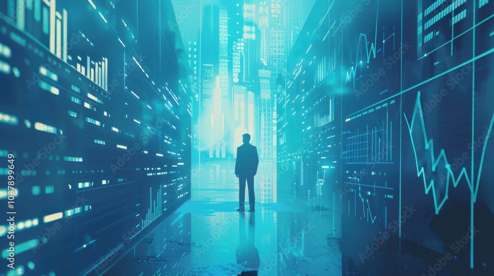 Poster a minimalistic representation of a digital investment portfolio illustrating financial security and 