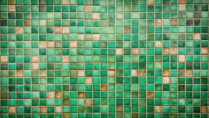 Fototapeta premium green and teal vintage tiles background with low angle view