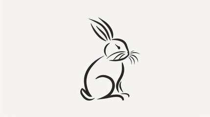 A simple and elegant minimalist drawing of an Easter bunny for spring holiday celebrations and decorations