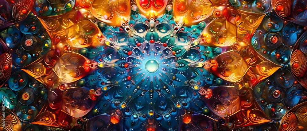 Poster Vibrant kaleidoscopic patterns a mesmerizing exploration of color and form in abstract art design