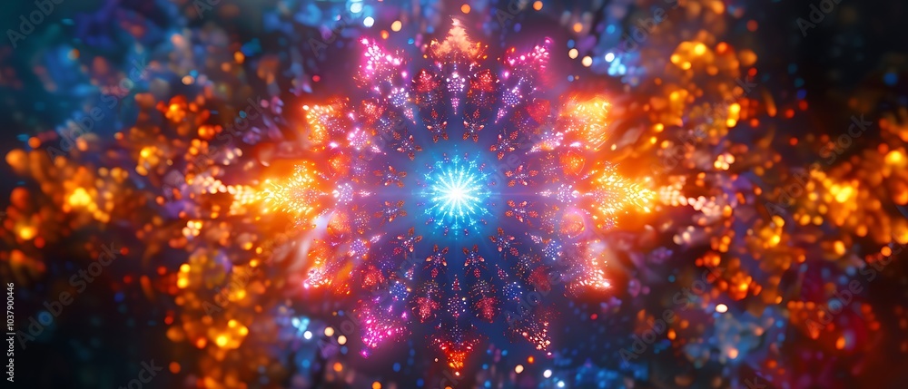 Poster exploring the vibrant universe of colorful fractal patterns in abstract art and design concepts for 