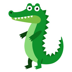 alligator Vector Illustration | Linocut, Kawaii, Cartoon, Clipart, Line Art Design.
