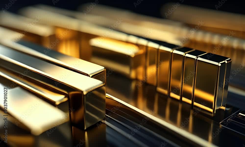Poster a bar graph showing gold's sparkling performance over time, with each block representing the histori