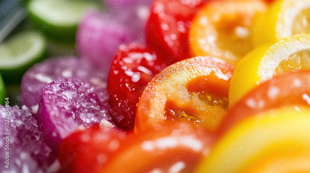 Poster a colorful salad of tomatoes and cucumbers