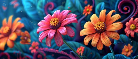 Vibrant Floral Garden with Lush Colors and Details