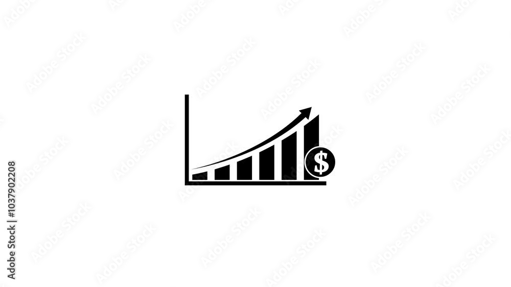 Poster animated of graph chart icon with dollar sign. suitable for business and finance concepts. suitable 