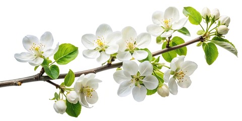 Naklejka premium High angle view of white apple flower branch isolated on white background