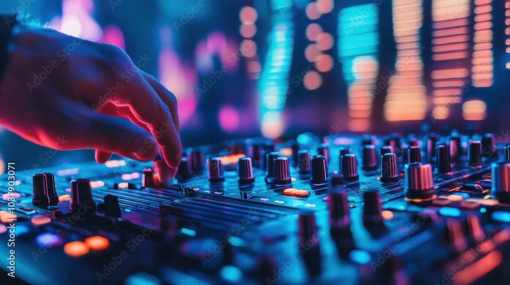 Aufkleber a person is playing a keyboard with a blue background