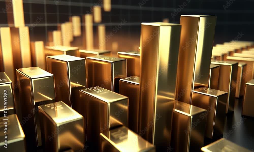 Aufkleber a bar graph showing gold's sparkling performance over time, with each block representing the histori