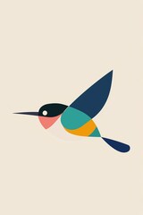 A Vibrant Illustration of a Hummingbird in Flight