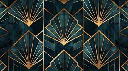 Art deco wallpaper featuring intricate geometric shapes and vibrant colors, perfect for adding elegance to any interior design