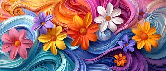 Bright and Colorful Floral Abstract Background Design