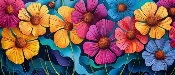 Vibrant Floral Design with Colorful Blooms