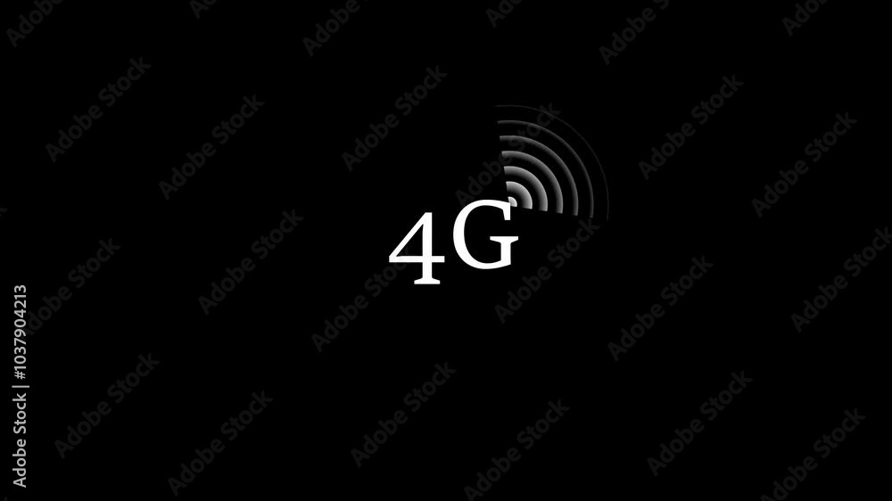 Aufkleber 4g cellular network tower icon with signal waves animated on a black background.4g network wireless 