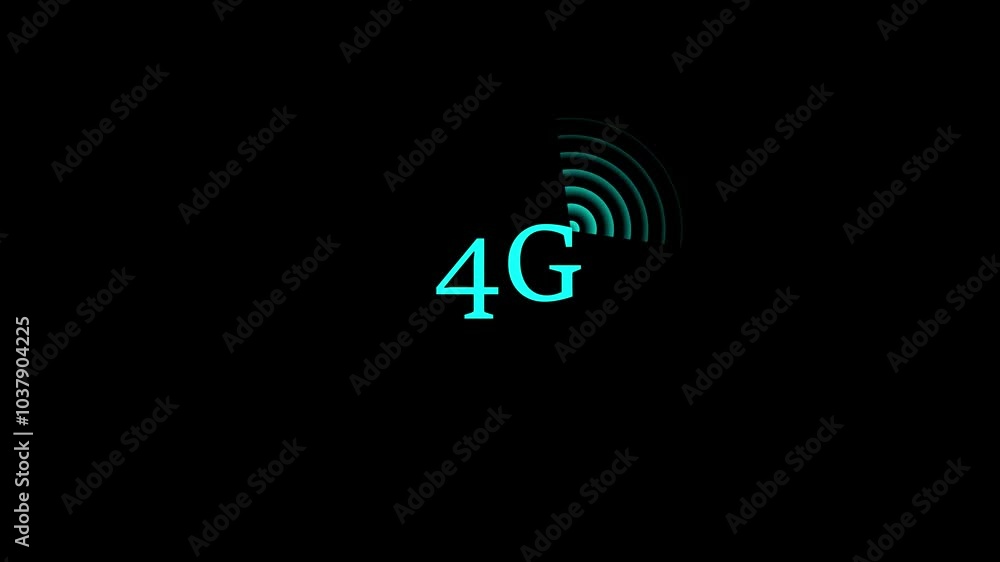 Aufkleber 4g cellular network tower icon with signal waves animated on a black background.4g network wireless 