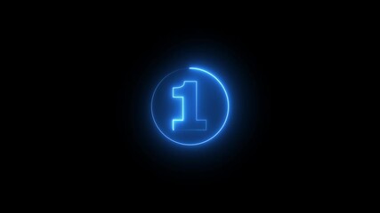 Glowing neon numeric number 1 animation. - Powered by Adobe