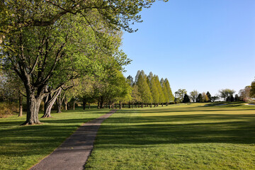 Scenery of a golf course at a country club in Wilmington Delaware in spring