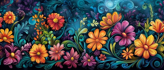 Colorful Floral Pattern with Vibrant Designs