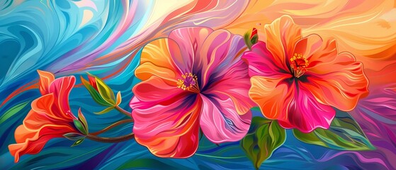 Vibrant Floral Composition in Bold Colors