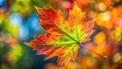 Macro tree leaves changing color in the fall season