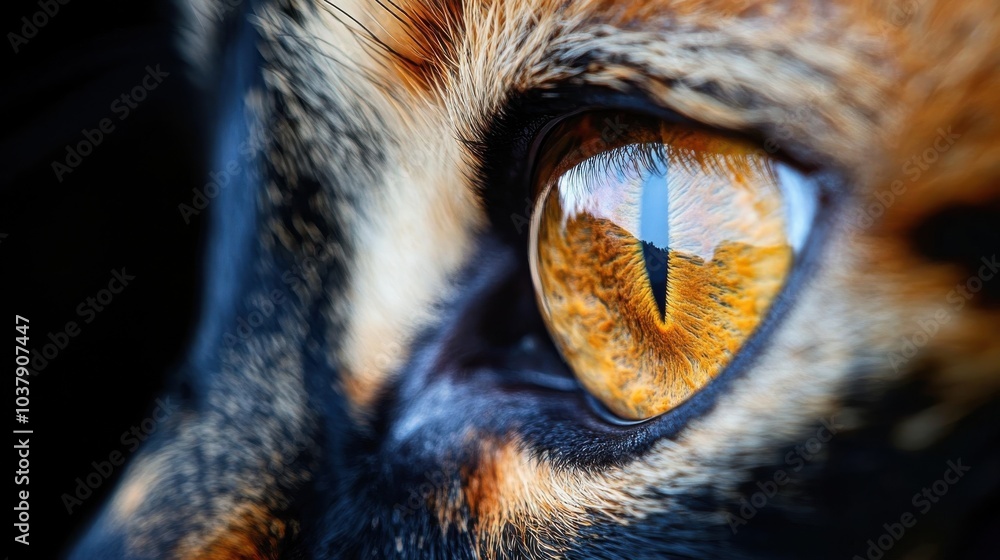 Aufkleber a close-up view of a cat's eye reflecting divine proportion with sharp details and vibrant colors se