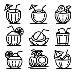 coconut ice drink for summer icons