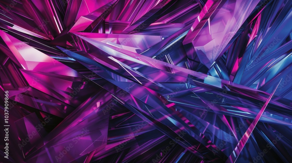 Poster modern abstract wallpaper featuring sharp angles in vibrant purple and blue tones creating a dynamic