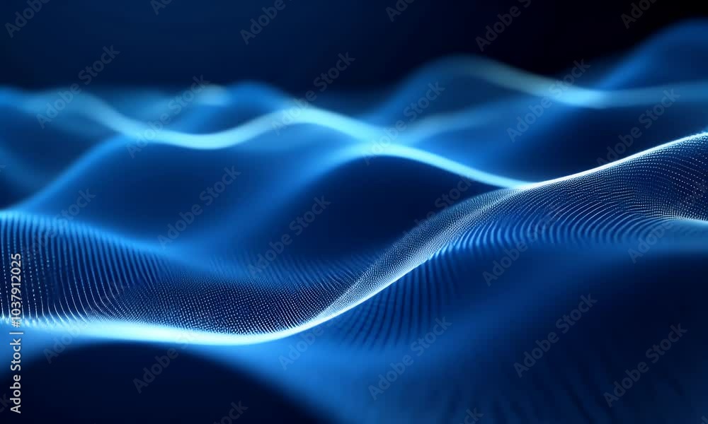 Poster abstract blue wave background with dots and lines, high-tech concept. abstract digital design for a 