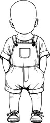 Black Line Art Small Cute Lovely Baby Hand Drawn Illustration
