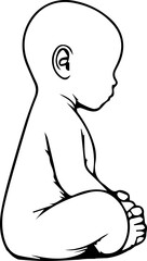 Black Line Art Small Cute Lovely Baby Hand Drawn Illustration