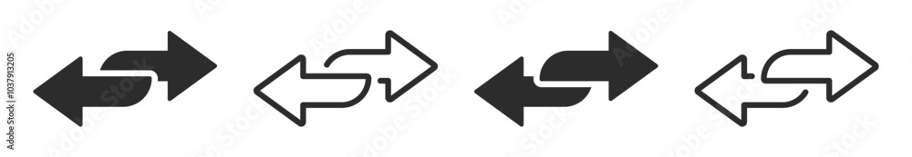 Poster double arrow icons in four direction set. double arrow in different directions set. double arrow ico