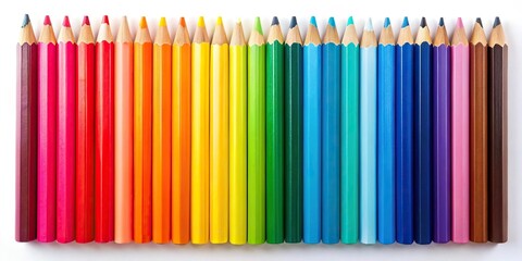 Panoramic color pencil isolated on white background