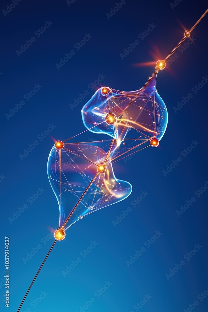 Poster abstract network connections with glowing elements