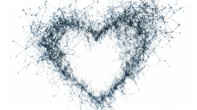 a heart-shaped constellation formed by interconnected neurons, symbolizing the inseparable link between emotions and neural connections