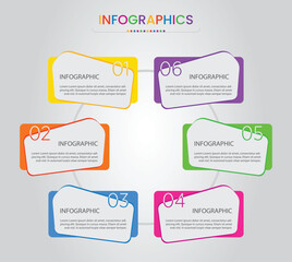 Vector infographic label design with circle infographic template design and 4-5-6 options or steps. Can be used for process diagram, presentations, workflow layout, banner, flow chart, info graph.