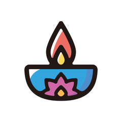 Diwali lamp outline icon for graphic design, apps and websites