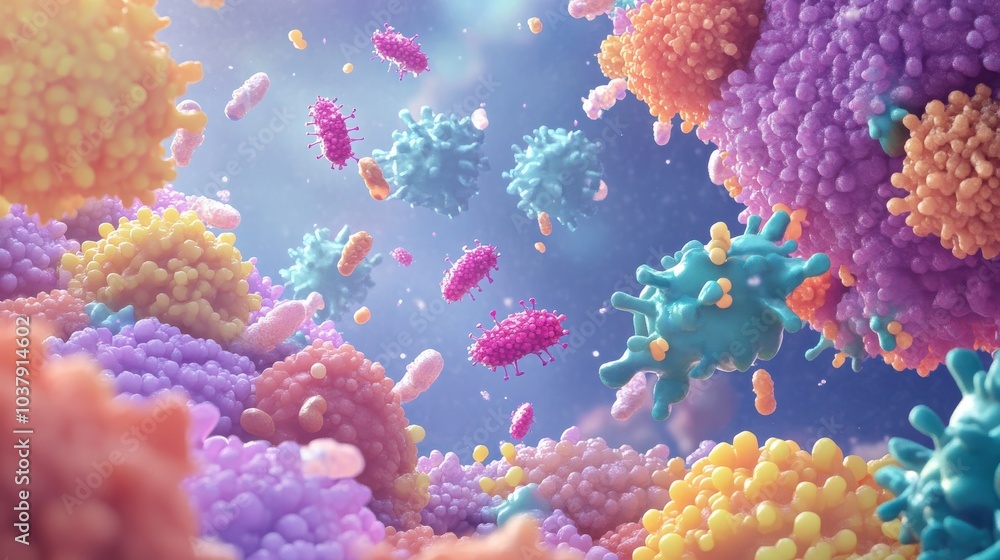 Poster a colorful image of various bacteria
