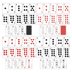 A deck of playing cards. A poker set with individual cards. Playing cards for poker, a full deck.