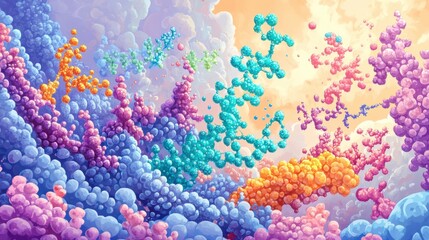 A colorful painting of a sea of colorful blobs