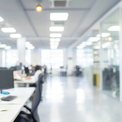 Fototapeta premium Blur focus of White open space office interior 