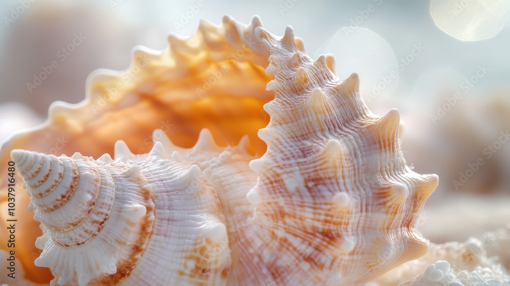 Poster close-up of a seashell highlighting divine proportion with smooth curves and pastel colors found on 