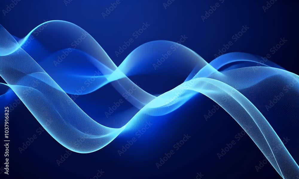 Poster abstract blue wave background with dots and lines for digital technology, data science, or futuristi