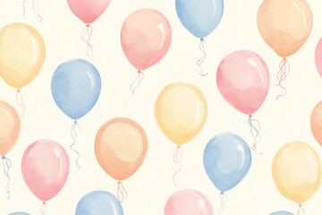 Colorful balloons pattern on light background